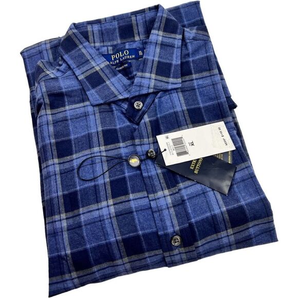 New Polo Ralph Lauren Men XL Blue Plaid Shirt Classic Long Sleeve Button Down - Picture 1 of 8